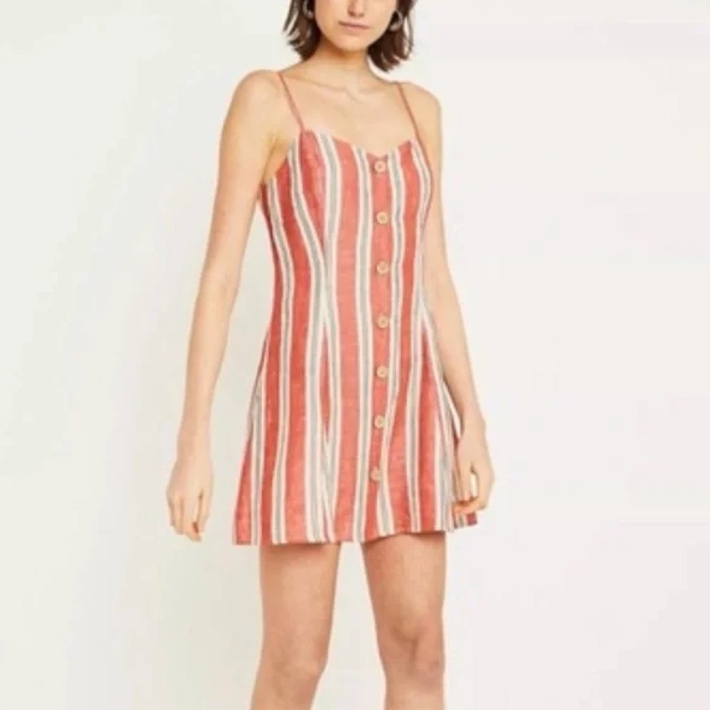 UO Red and White Striped Linen Dress